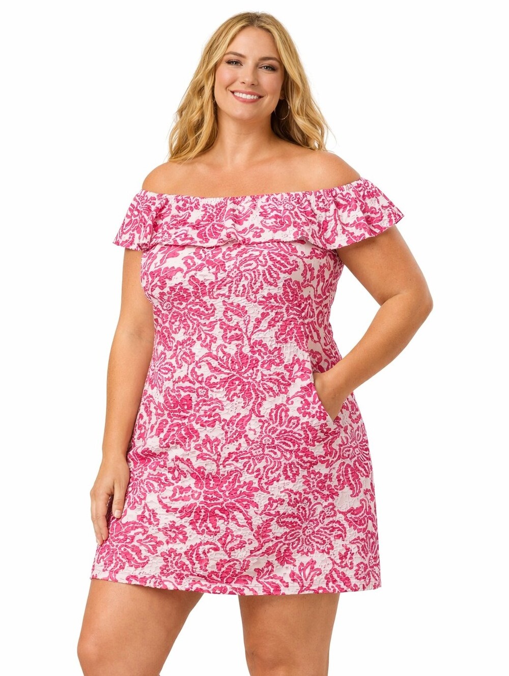 Off-Shoulder Pink Floral Ruffle Dress - Tommy Bahama